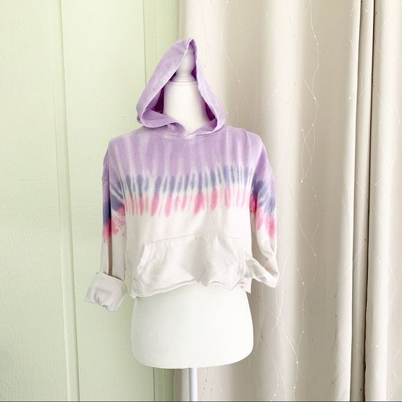 So stripe Dyed Cropped Long Sleeve Hoodie - Picture 1 of 6